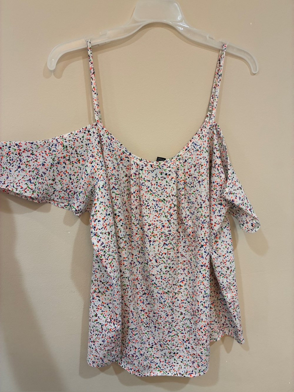 Forever 21 White Multicolor Confetti Cold-Shoulder Cami‎